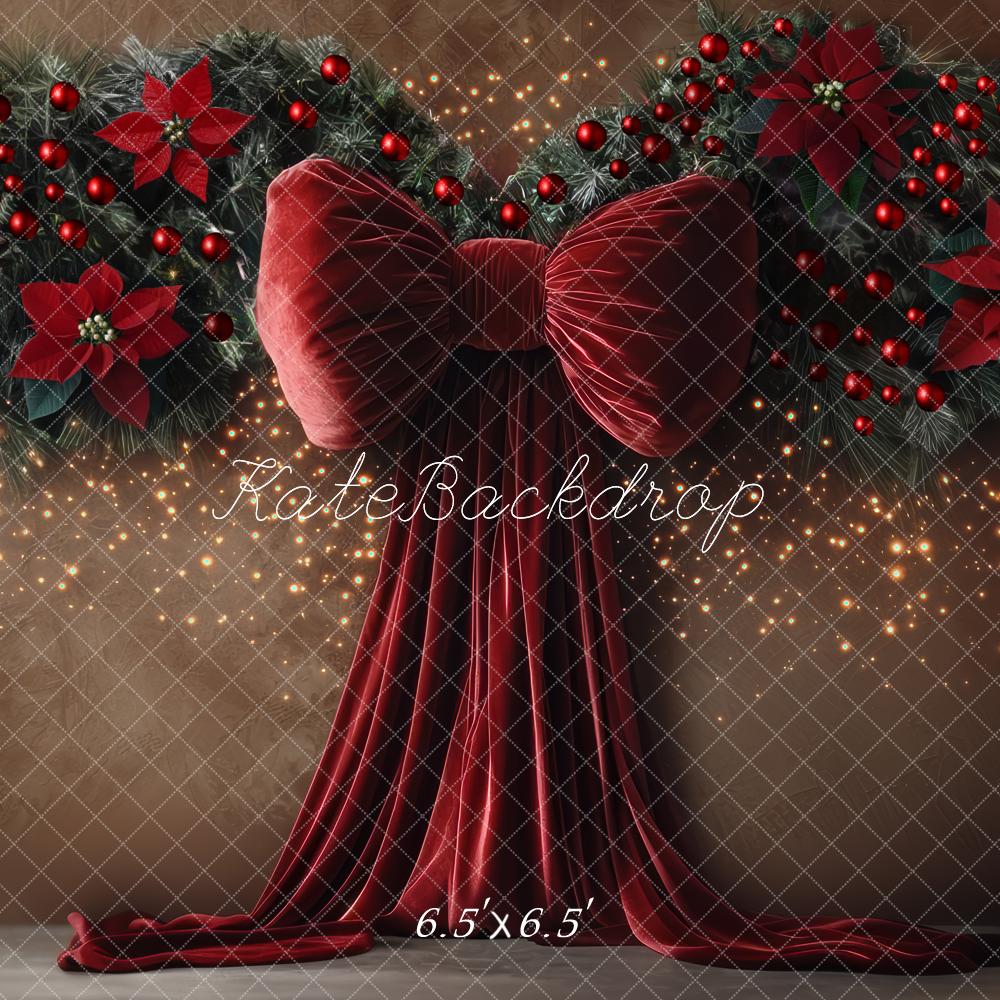 Kate Christmas Red Bow Backdrop Designed by Mini MakeBelieve - Kate Backdrop AU