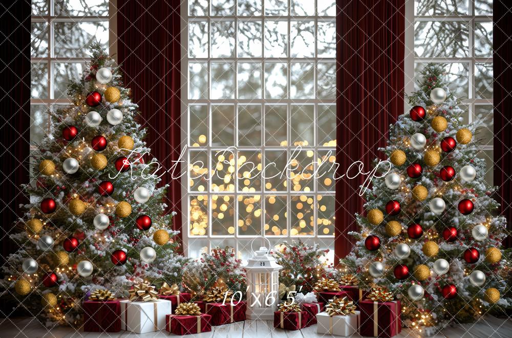 Kate Christmas Tree Window Presents Backdrop Designed by Mini MakeBelieve - Kate Backdrop AU