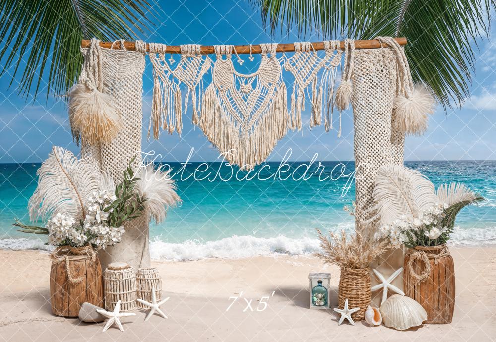 Kate Boho Beach Macrame Starfish Shells Backdrop Designed by Emetselch - Kate Backdrop AU