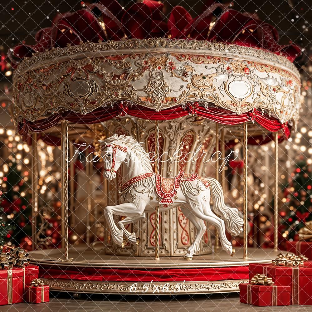 Kate Carousel Christmas Presents Backdrop Designed by Emetselch