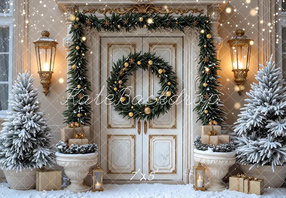Kate Christmas Snowy Trees Wreath Backdrop Designed by Mini MakeBelieve