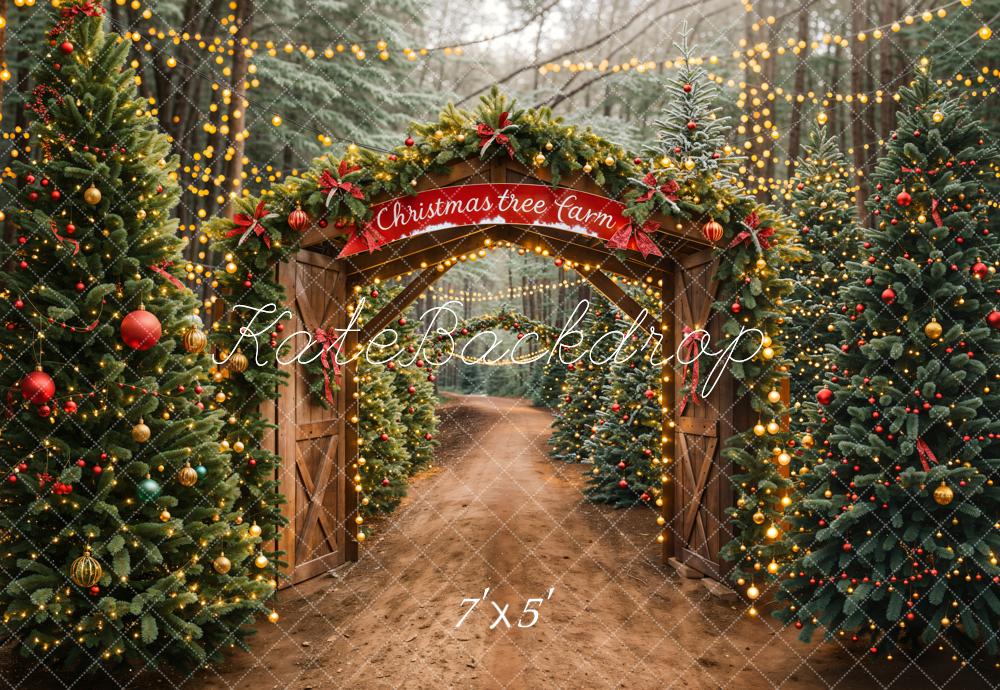 Kate Christmas Tree Farm Arch Backdrop Designed by Emetselch - Kate Backdrop AU