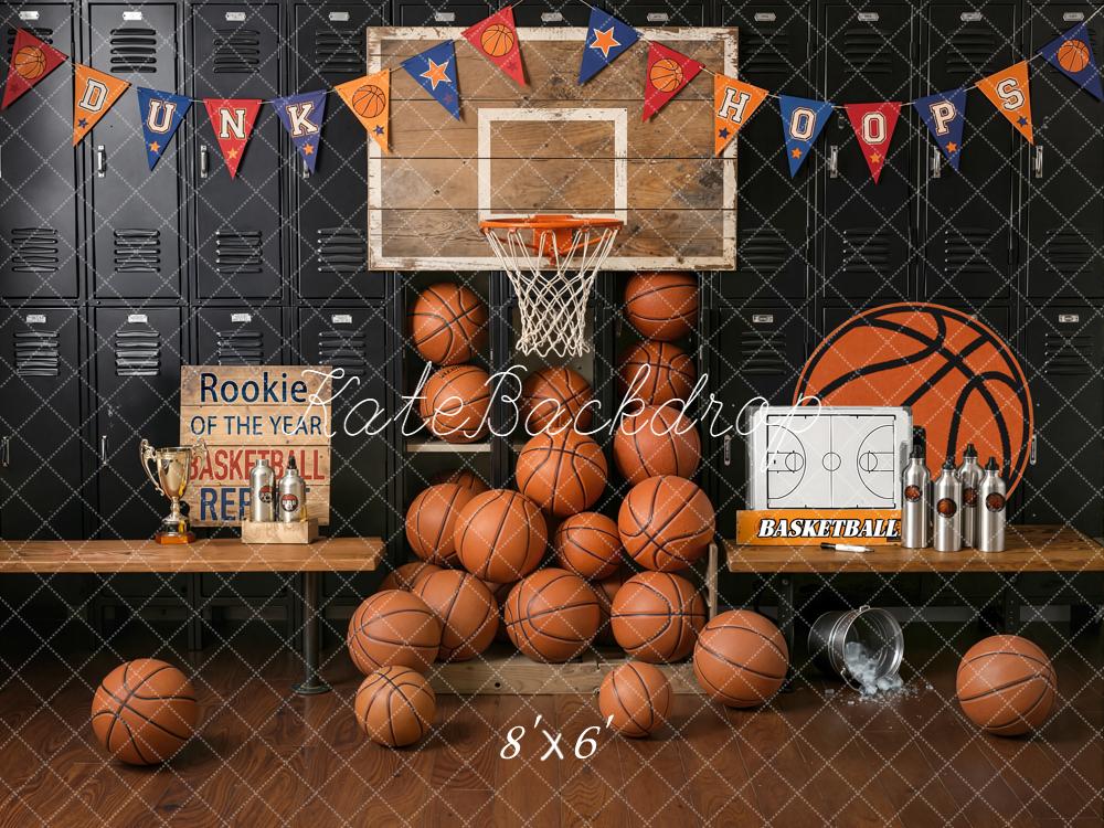 Kate Basketball Locker Room Hoop Benches Backdrop Designed by Emetselch