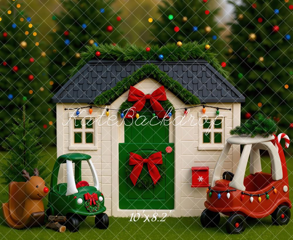 Kate Christmas Playhouse Toy Cars Reindeer Backdrop Designed by Mini MakeBelieve