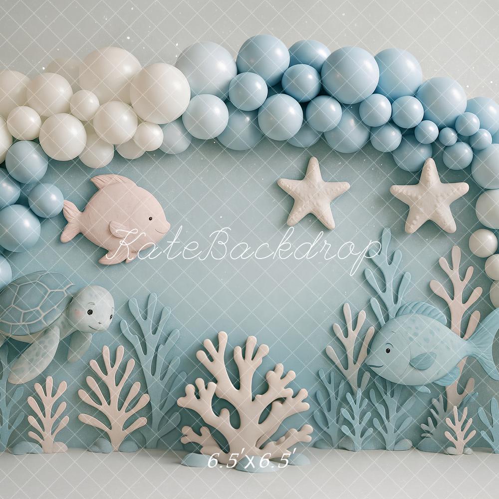 Kate Underwater Balloons Fish Blue Backdrop Designed by Ashley Paul