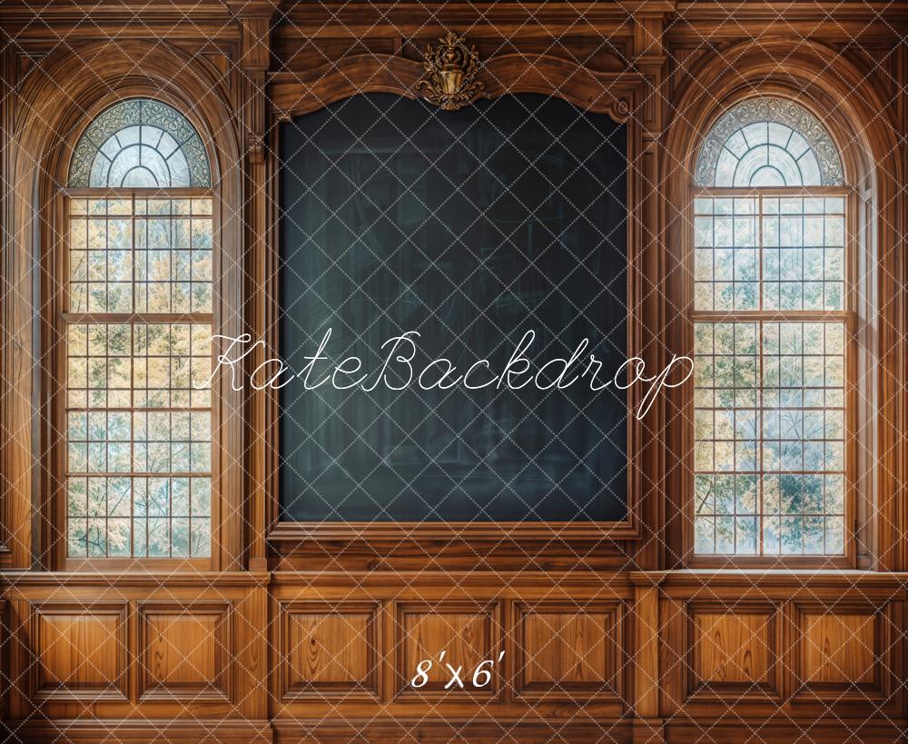 Kate Classroom Chalkboard Arched Wood Fleece Backdrop Designed by Emetselch - Kate Backdrop AU