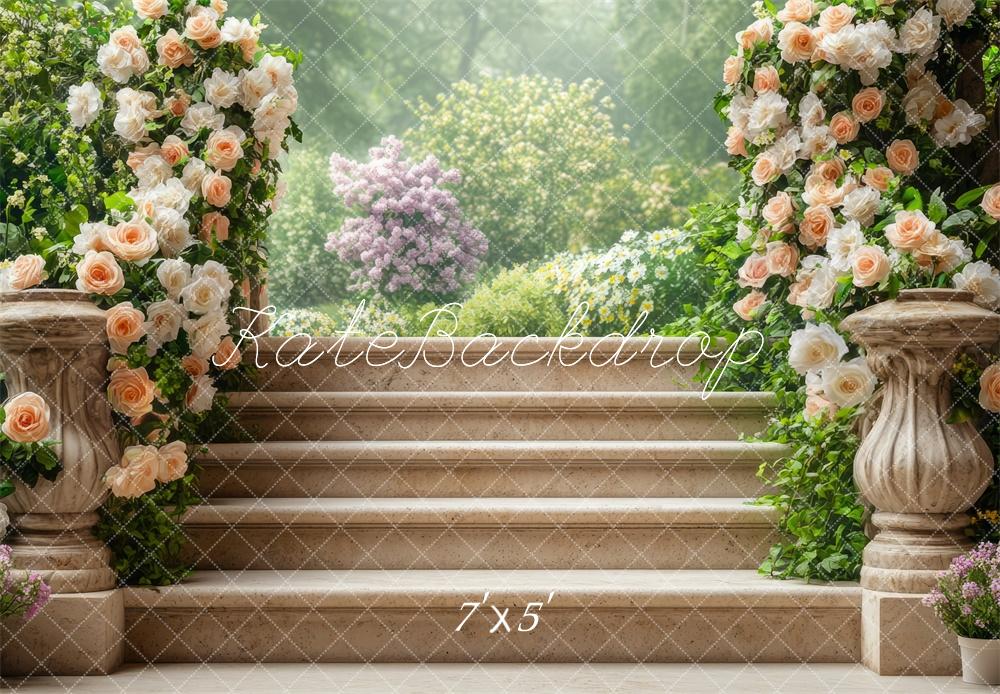 Kate Flower Stairs Spring Backdrop Designed by Mini MakeBelieve - Kate Backdrop AU