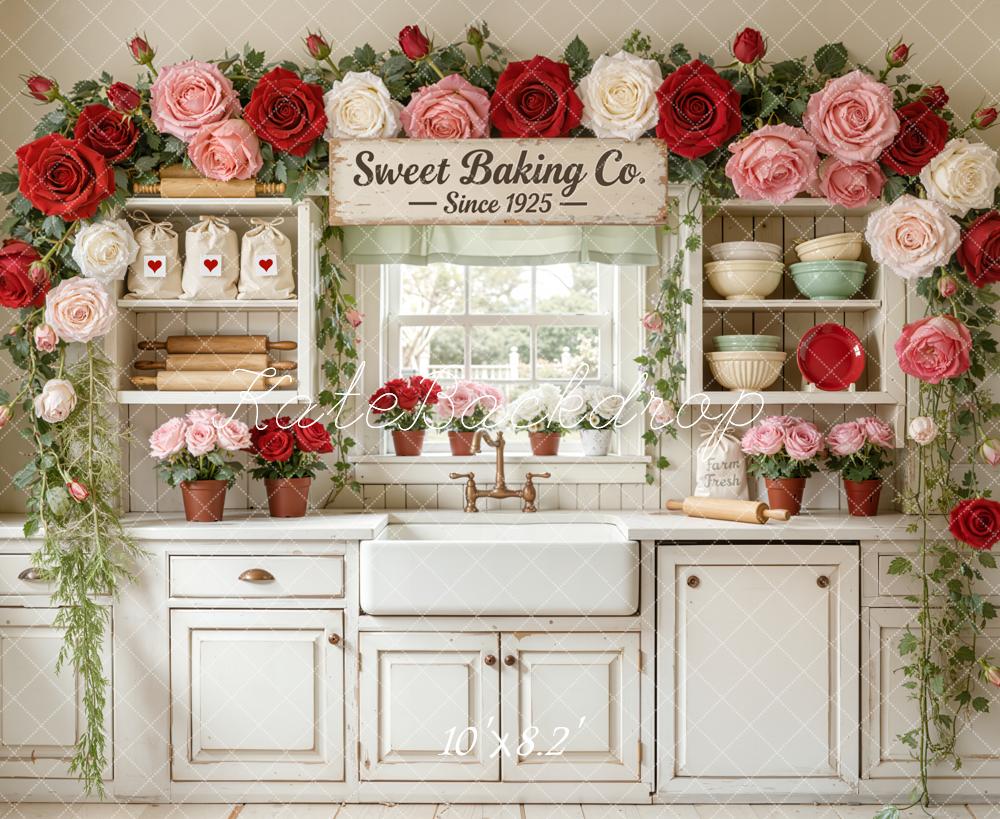 Kate Baking Kitchen Roses Vintage Cabinet Backdrop Designed by Emetselch