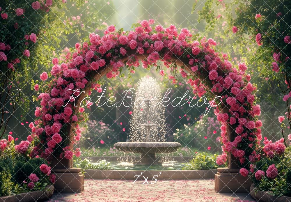 Kate Flower Arch Garden Fountain Backdrop Designed by Patty Roberts - Kate Backdrop AU