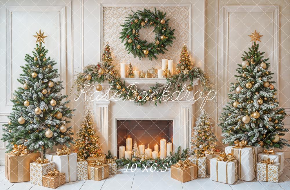 Kate Christmas Fireplace Wreath Backdrop Designed by Emetselch