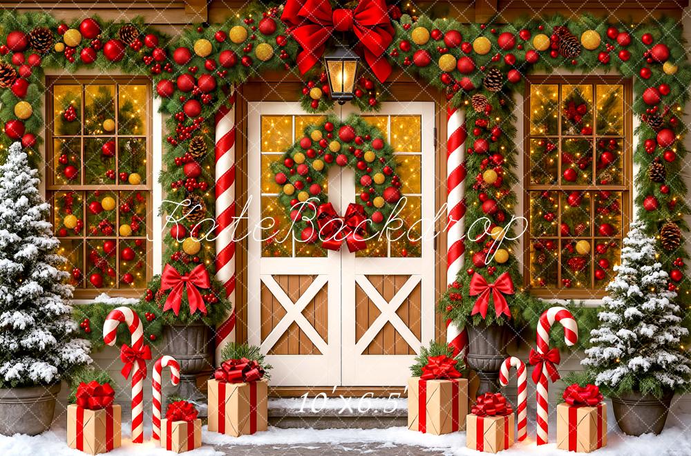 Kate Christmas Presents Candy Cane Backdrop Designed by Mini MakeBelieve - Kate Backdrop AU