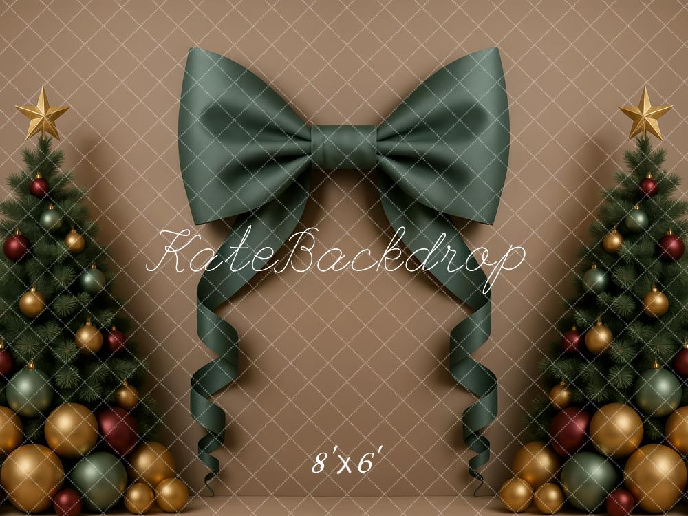 Kate Christmas Trees Green Bow Backdrop Designed by Patty Roberts