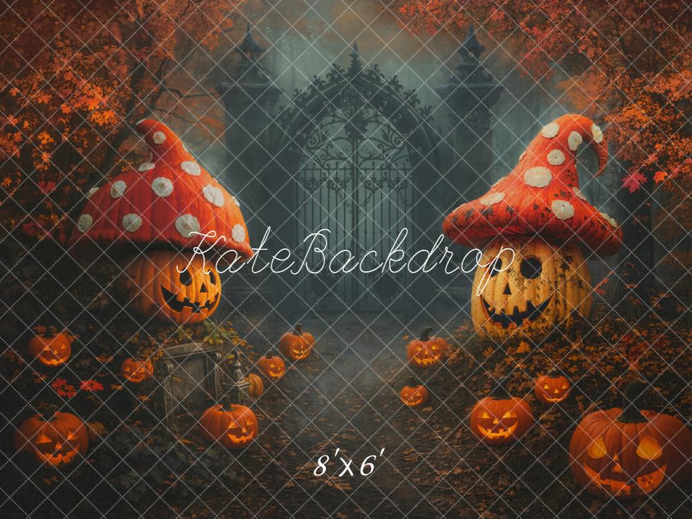 Kate Halloween Jack O Lanterns Mushroom Gate Backdrop Designed by Chain