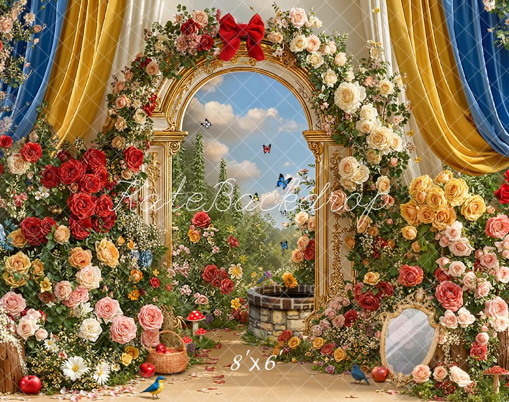 Kate Flower Arch Garden Fleece Backdrop Designed by Chain