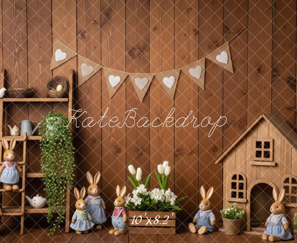 Kate Easter Bunny Dolls Wooden Wall Backdrop Designed by Patty Roberts