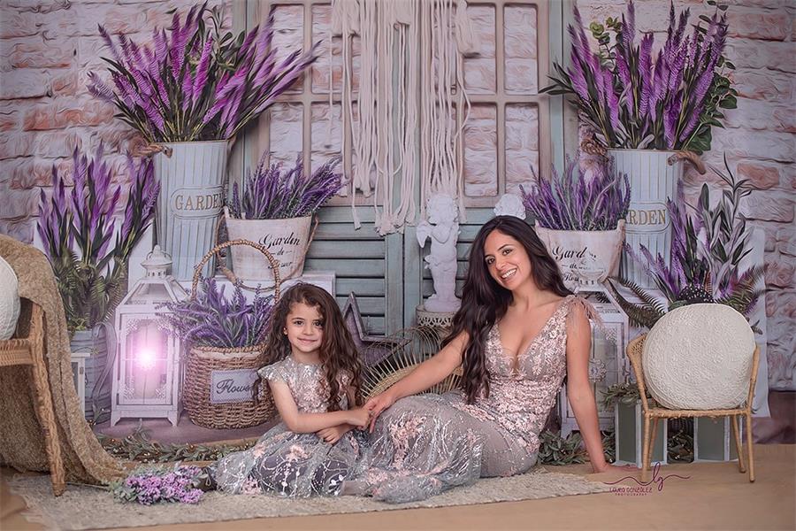 Kate Spring/mother's Day Lavender Boho Brick Backdrop Designed by Emetselch - Kate Backdrop AU
