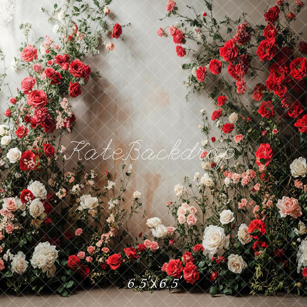 Kate Red White Flower Arch Backdrop Designed by Emetselch - Kate Backdrop AU