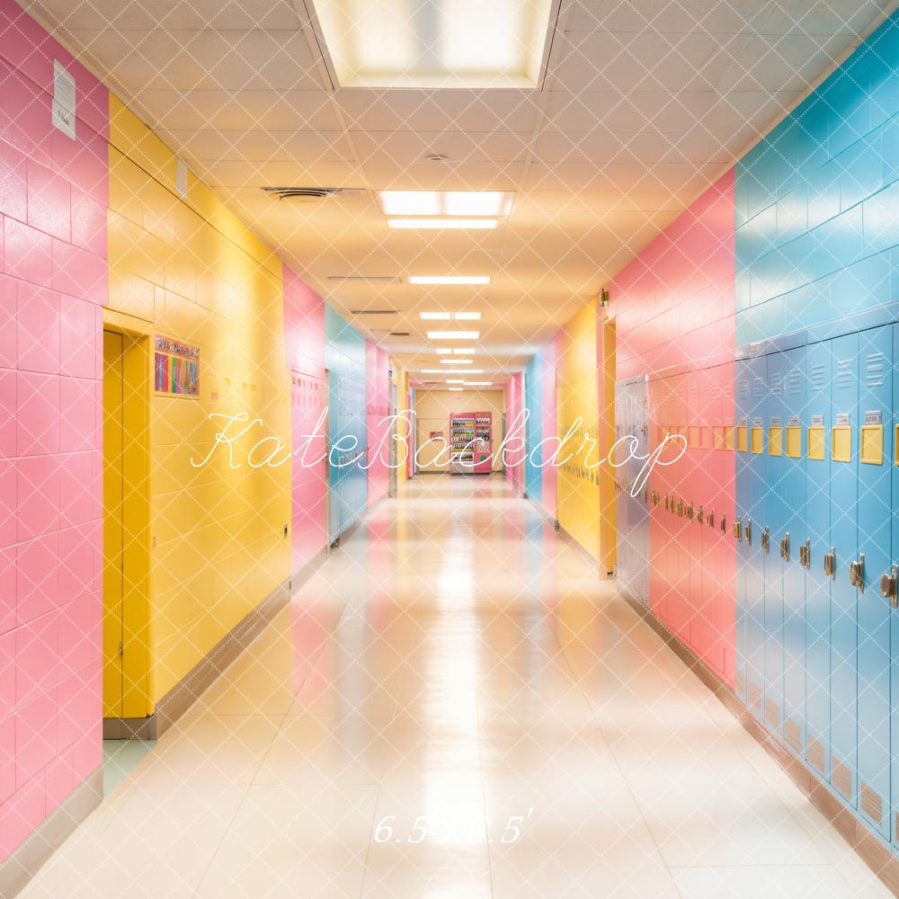 Kate Colourful School Hallway Lockers Backdrop Designed by Chain - Kate Backdrop AU