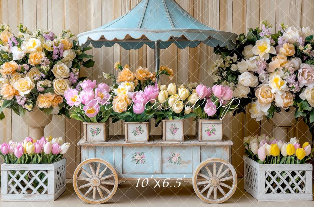 Kate Spring Flower Cart Backdrop Designed by Mini MakeBelieve - Kate Backdrop AU