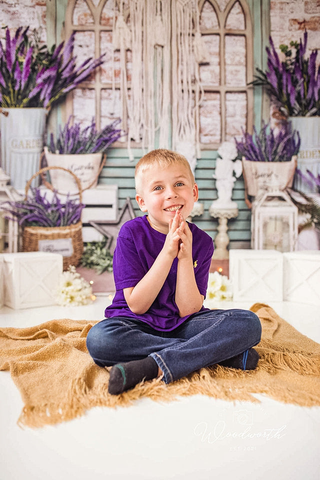 Kate Spring/mother's Day Lavender Boho Brick Backdrop Designed by Emetselch - Kate Backdrop AU