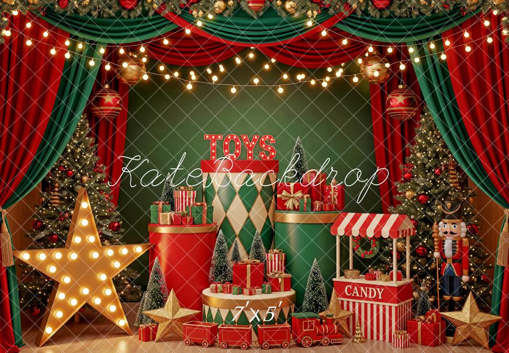 Kate Christmas Toys Candy Train Nutcracker Backdrop Designed by Patty Roberts
