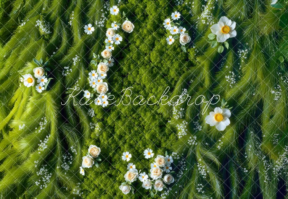 Kate Green Grass Daisy Backdrop Designed by Mini MakeBelieve