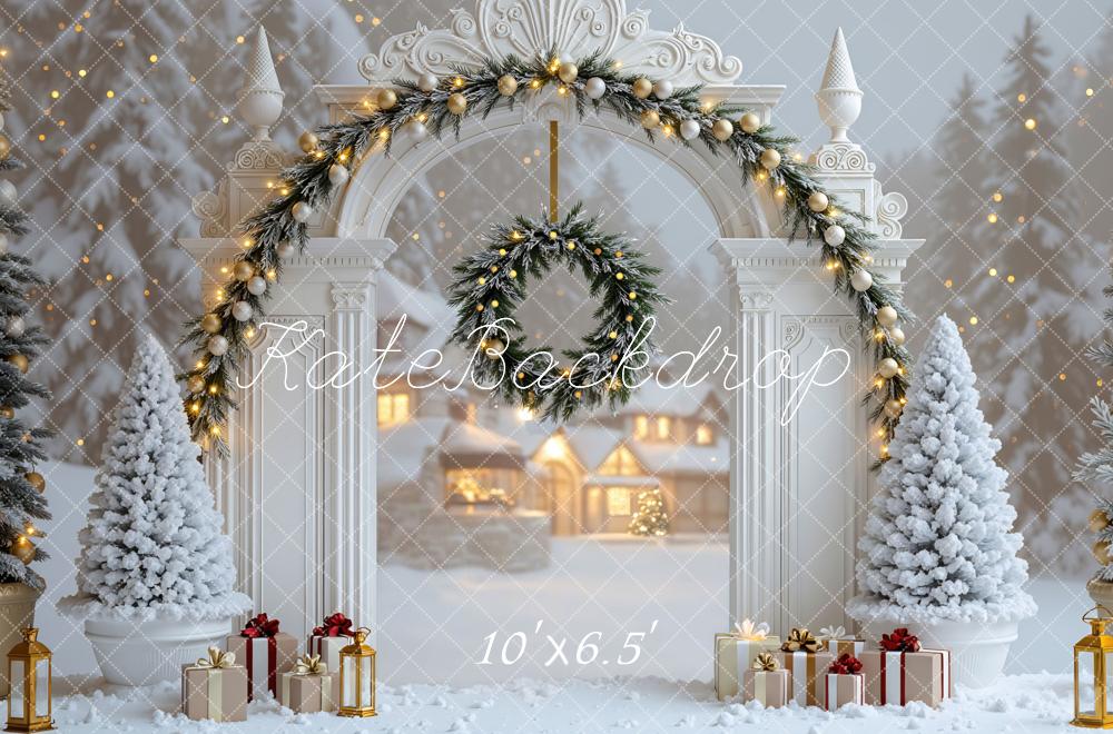 Kate Christmas Snow Arch Wreath Backdrop Designed by Mini MakeBelieve