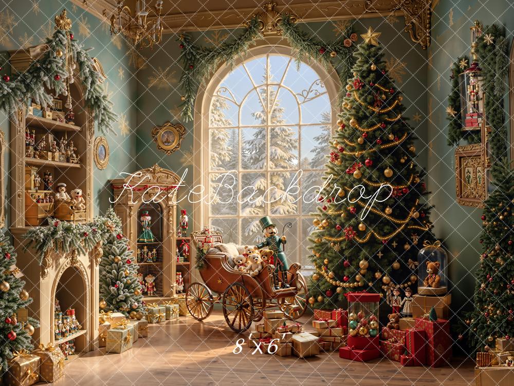 Kate Christmas Room Nutcracker Tree Fleece Backdrop Designed by Emetselch - Kate Backdrop AU
