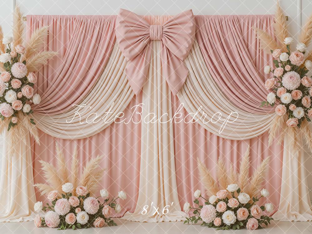 Kate Pink Bow Drapes Spring Backdrop Designed by Mini MakeBelieve - Kate Backdrop AU