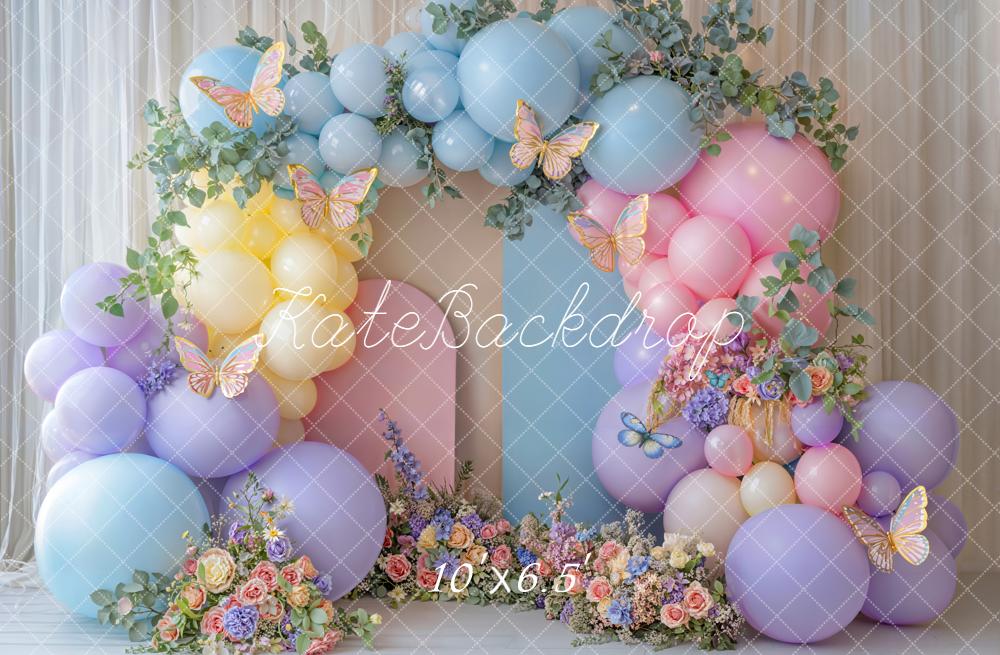 Kate Balloon Arch Butterfly Cake Smash Backdrop Designed by Emetselch
