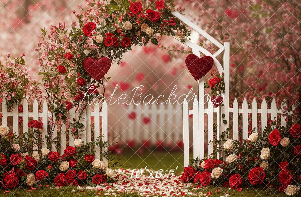 Kate Flower Arch Red Roses Heart Backdrop Designed by Emetselch