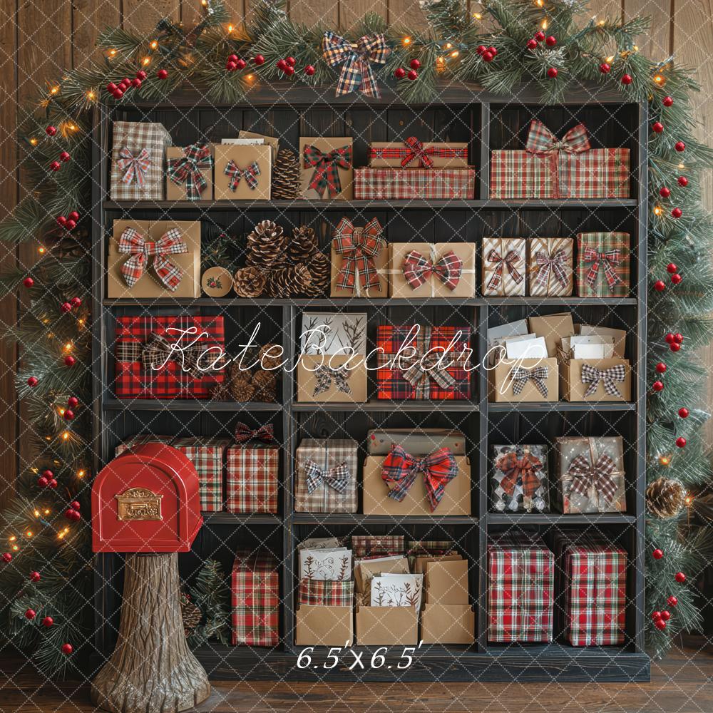 Kate Christmas Cabinet Presents Mailbox Garland Backdrop Designed by Mini MakeBelieve - Kate Backdrop AU