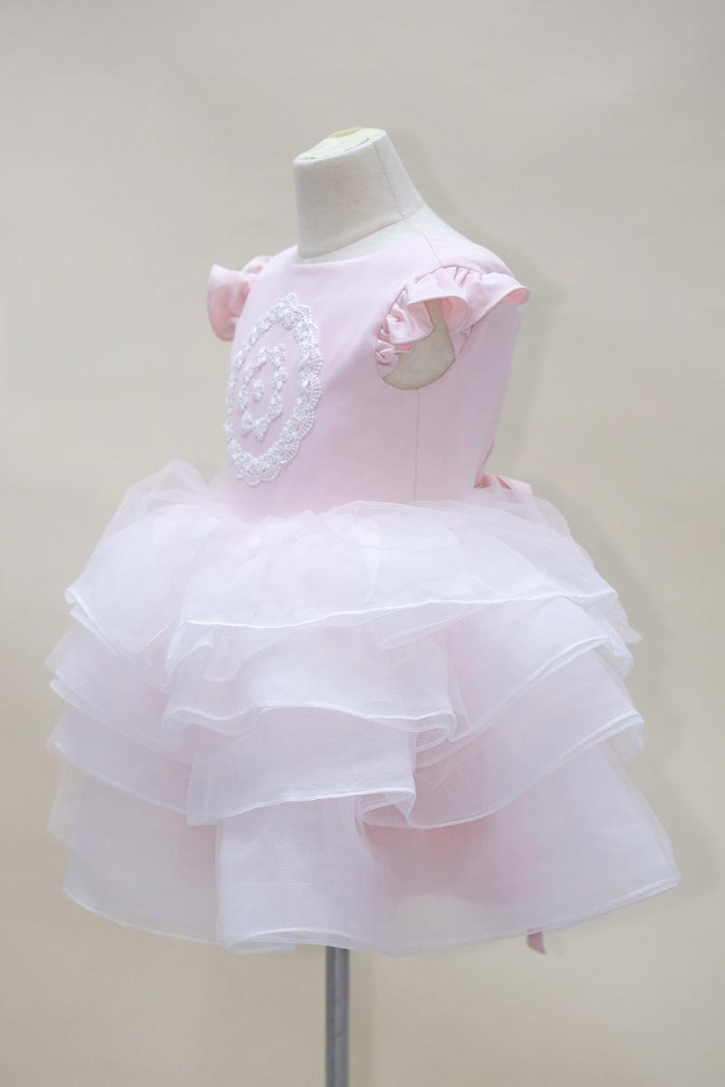 Kate Spring/Summer Pink Fly Sleeve Mesh Kids Dress for Photography