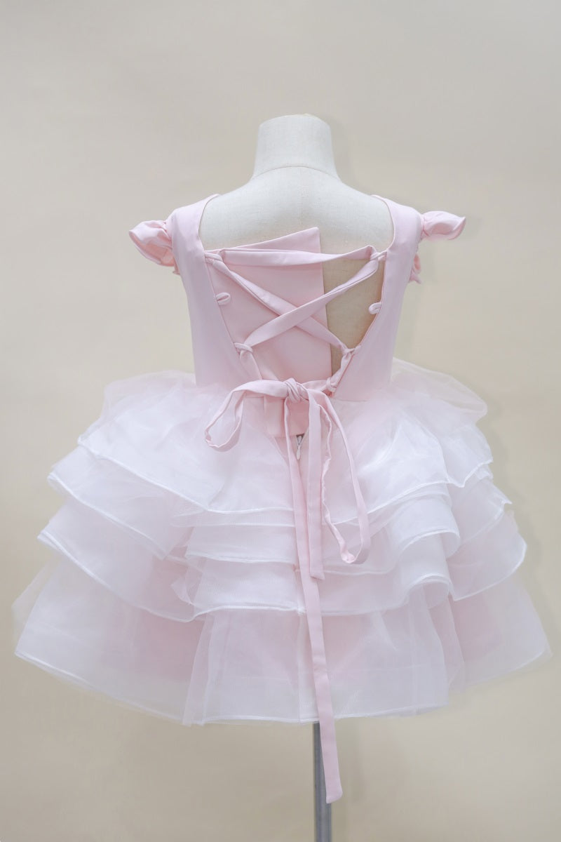 Kate Spring/Summer Pink Fly Sleeve Mesh Kids Dress for Photography