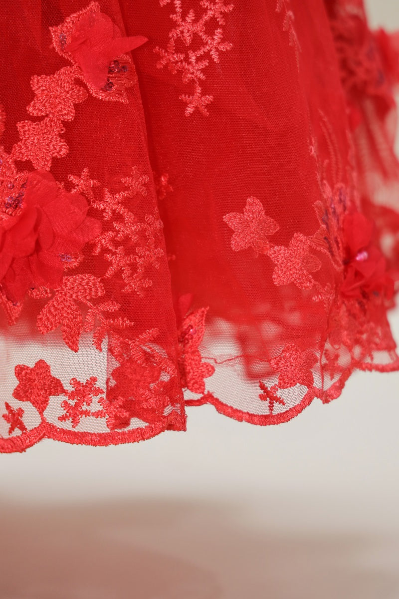 Kate Valentine's Day Red Embroidered Kids Dress for Photography - Kate Backdrop AU