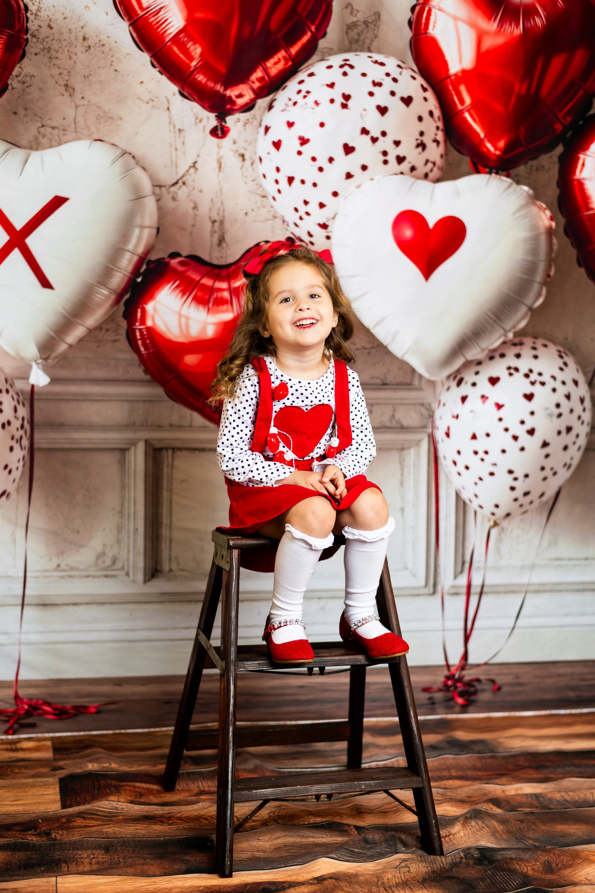Kate Valentine Heart Balloon Wall Room Set(8ftx8ft&10ftx8ft&8ftx10ft) - Kate Backdrop AU