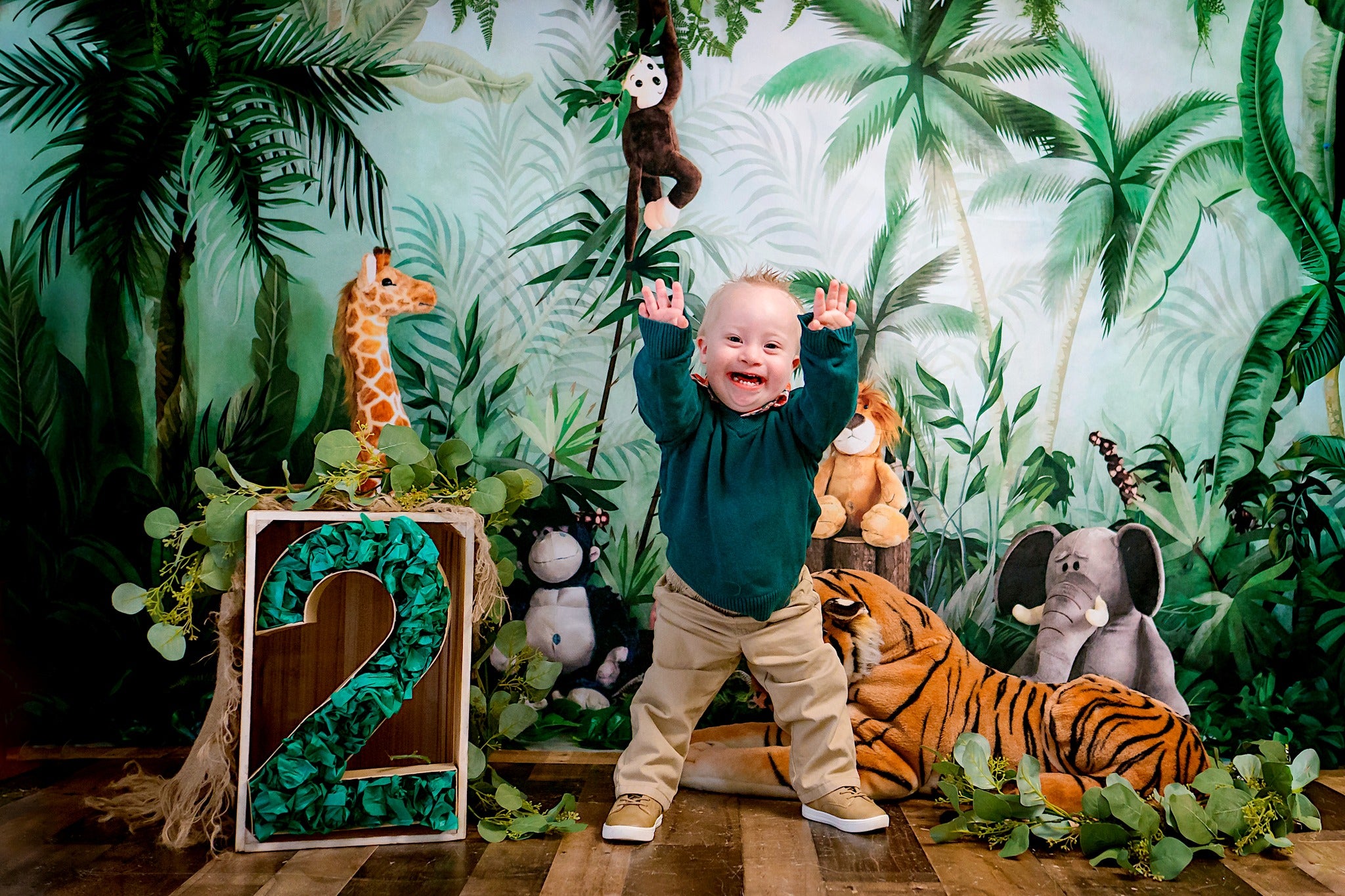 Kate Cake Smash Backdrop Birthday Jungle Animals Designed by Emetselch - Kate Backdrop AU