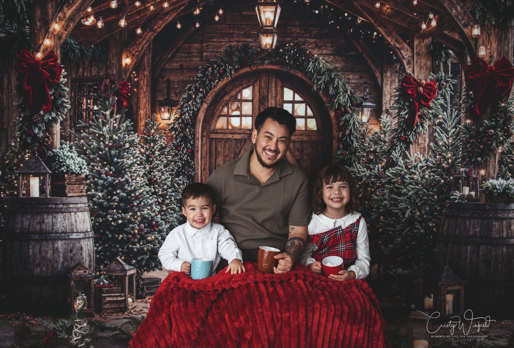 Kate Christmas Wooden Barrels Backdrop Designed by Emetselch - Kate Backdrop AU