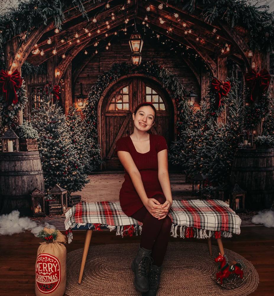 Kate Christmas Wooden Barrels Backdrop Designed by Emetselch - Kate Backdrop AU