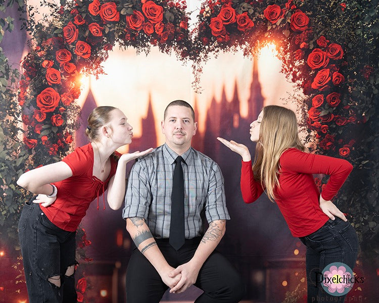 Kate Heart Rose Arch Floral Backdrop Designed by Emetselch