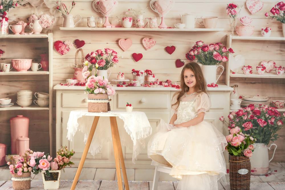 Kate Valentine's Day Beige Kitchen Backdrop Designed by Emetselch