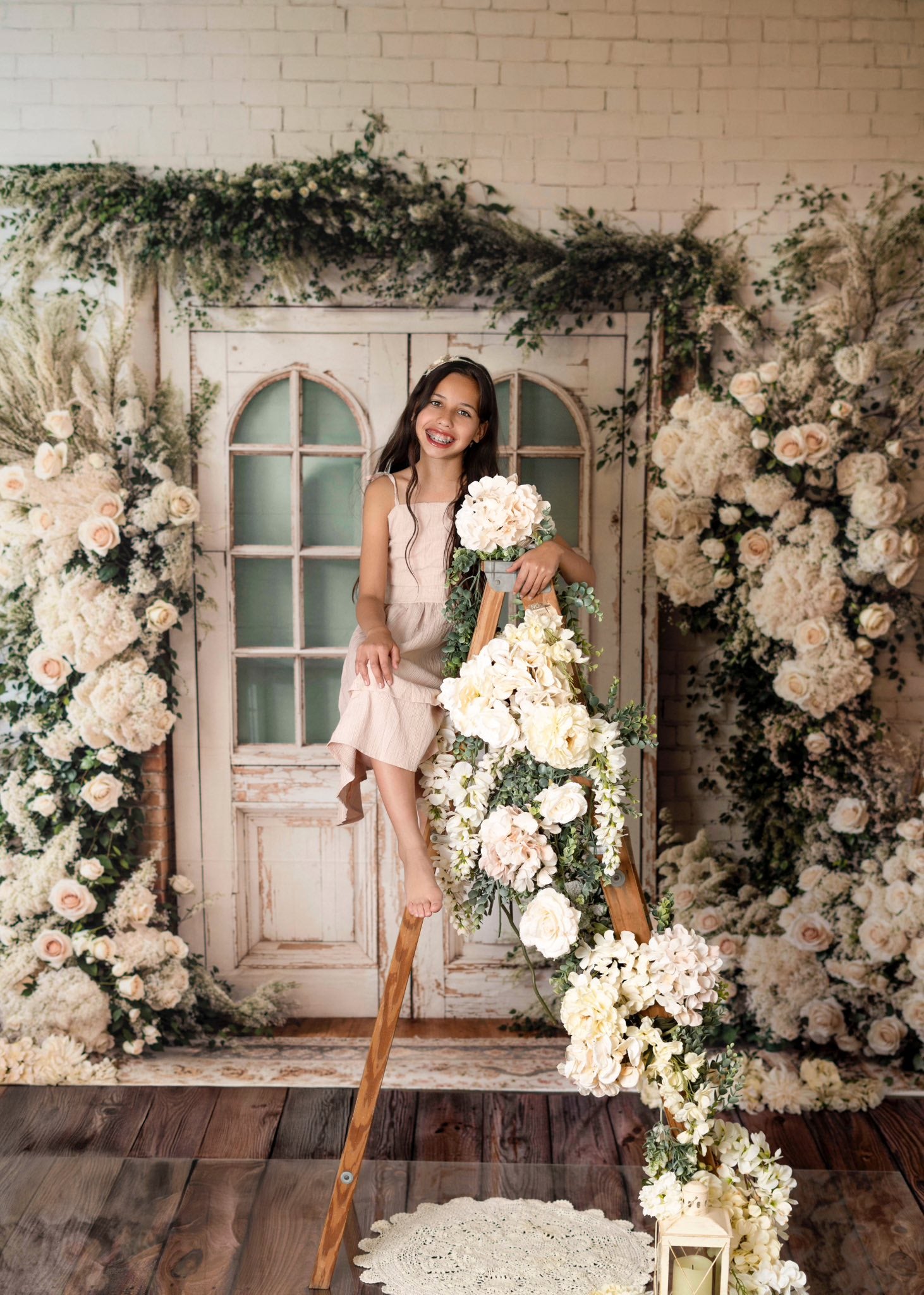 Kate Spring Wedding Floral Door Backdrop Designed by Emetselch