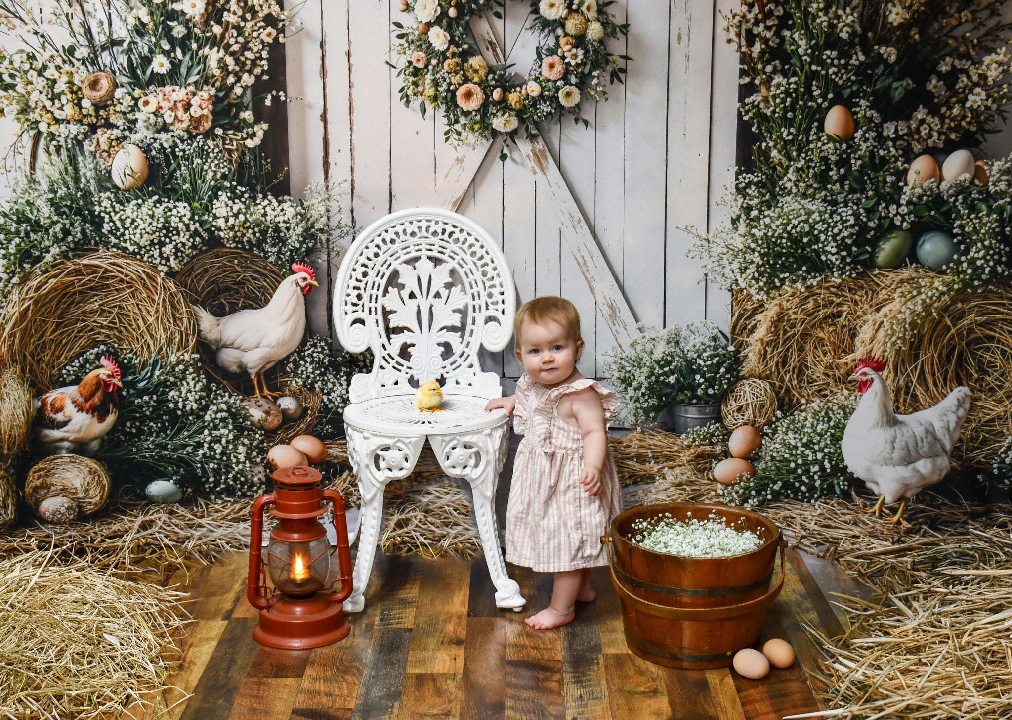 Kate Easter Farmhouse Spring Floral Backdrop Designed by Emetselch