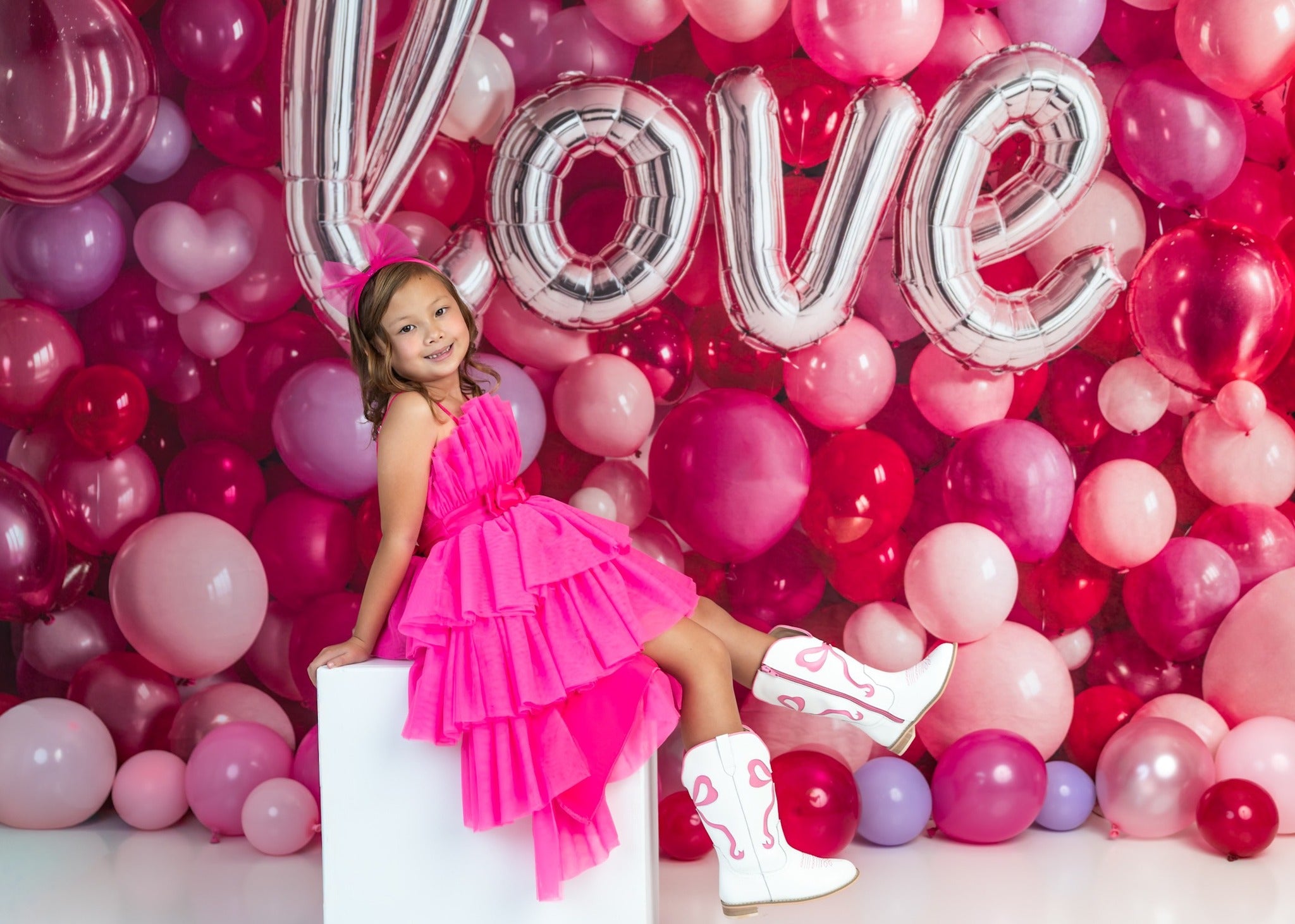 Kate Love Silver Pink Balloons Fleece Backdrop Designed by Emetselch