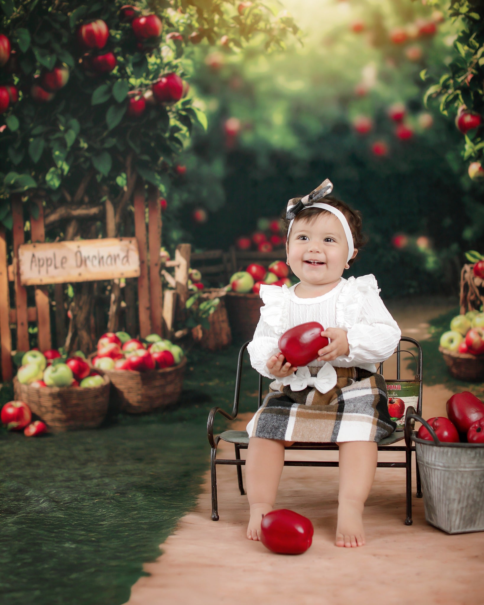 Kate Apple Orchard Trees Baskets Backdrop Designed by Emetselch
