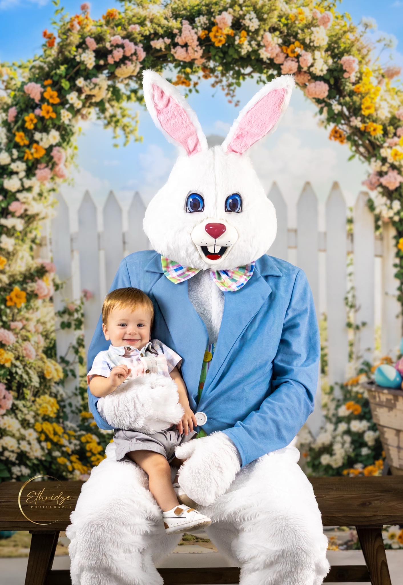 Kate Easter Bunny Flower Arch Fence Backdrop+Green Grass Backdrop