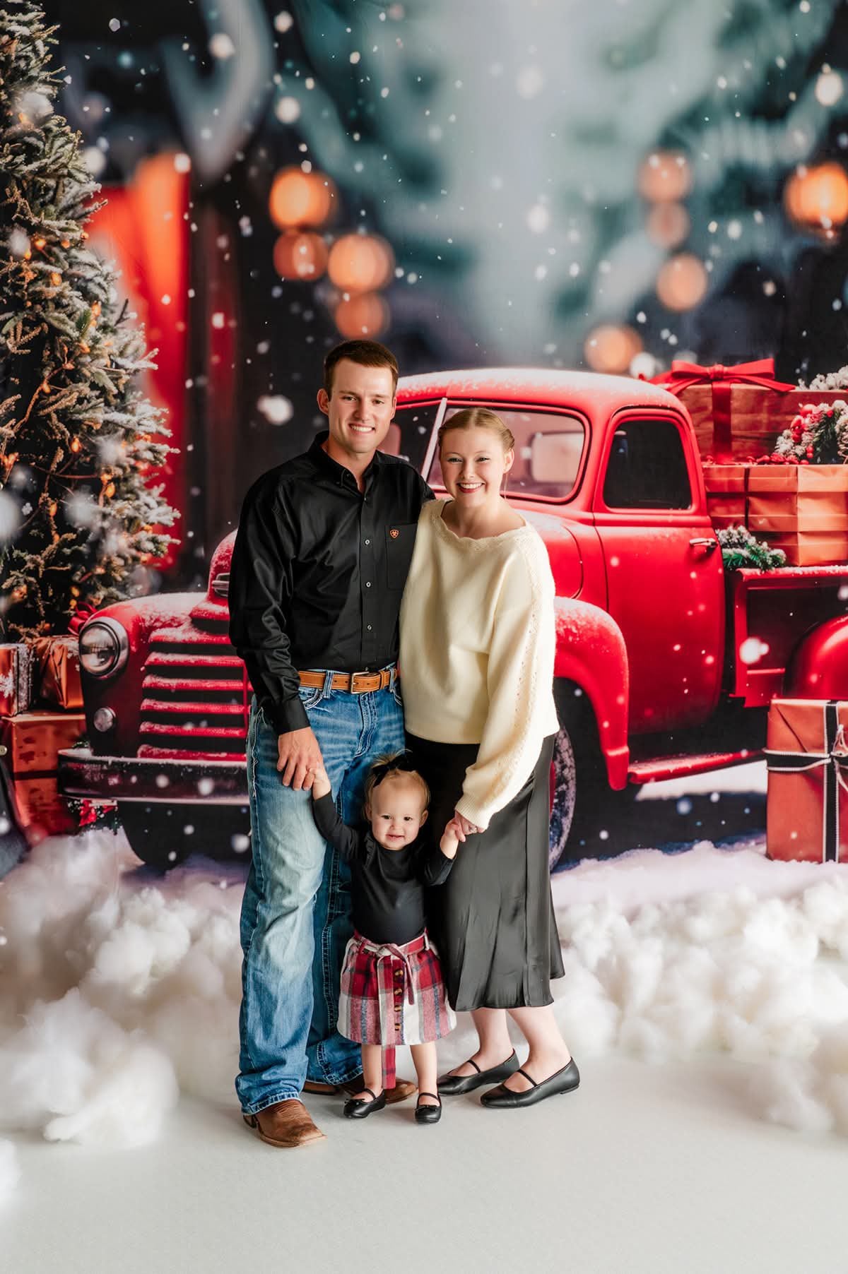 Kate Christmas Snow Red Truck Backdrop Designed by Emetselch - Kate Backdrop AU
