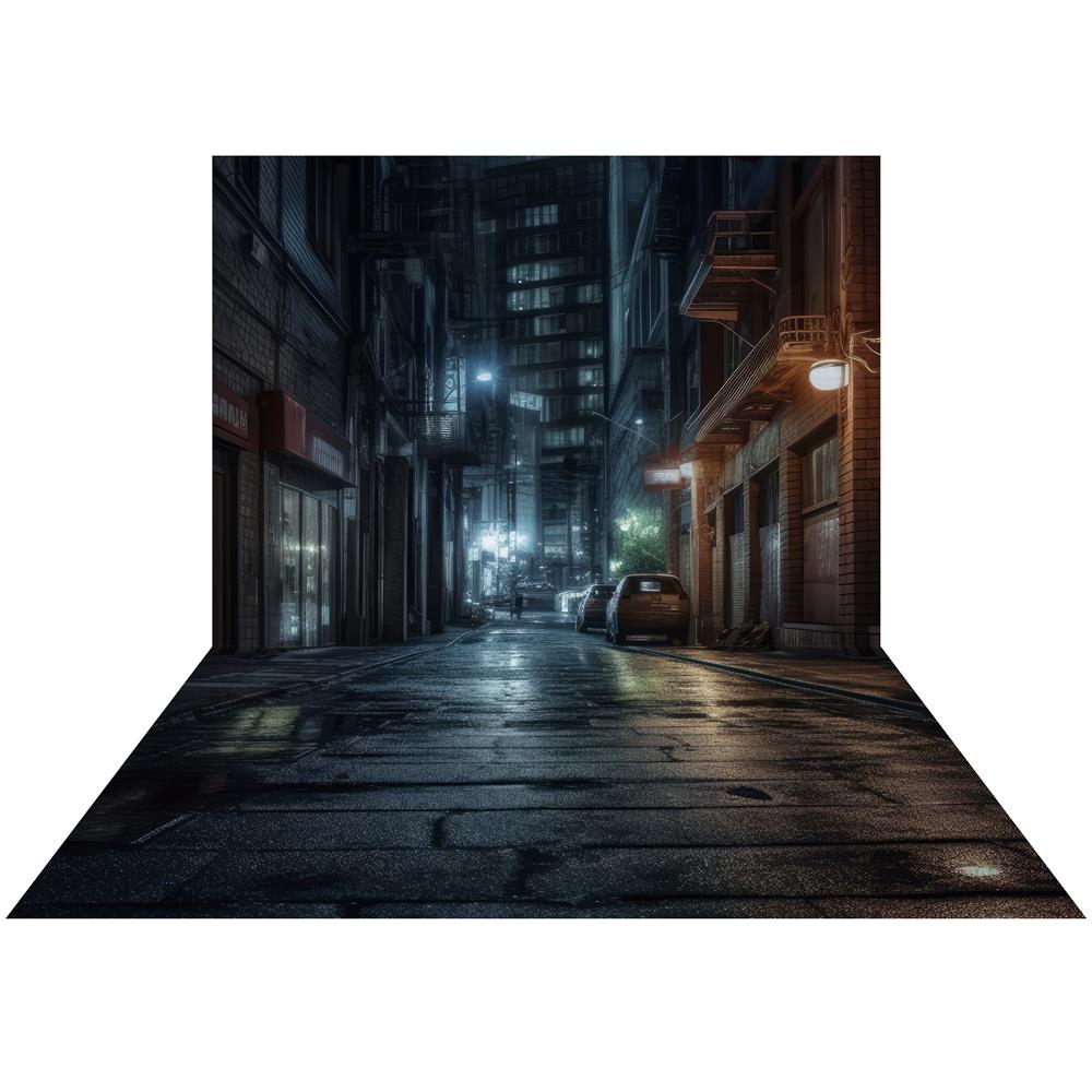 Kate Alley at Night Backdrop+Street Floor Designed by Mandy Ringe Photography - Kate Backdrop AU