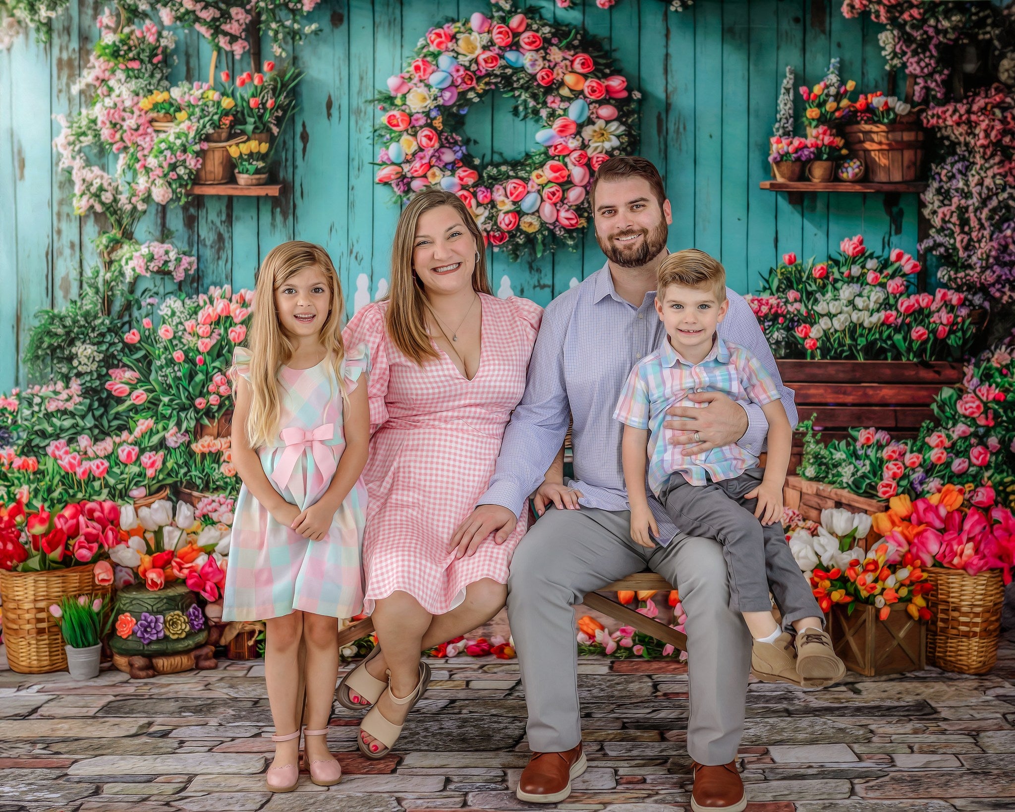 Kate Spring Floral Easter Wreath Backdrop Designed by Emetselch - Kate Backdrop AU