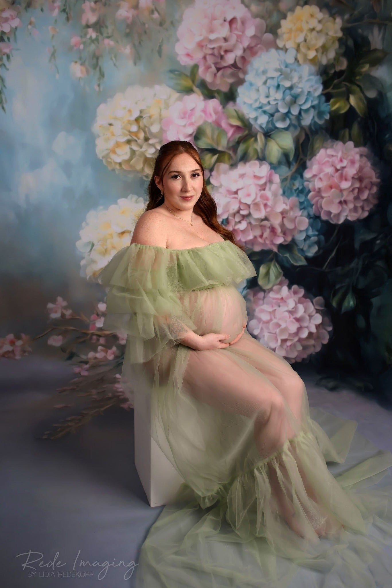 Kate Fine Art Pastel Hydrangea Floral Backdrop Designed by Lidia Redekopp